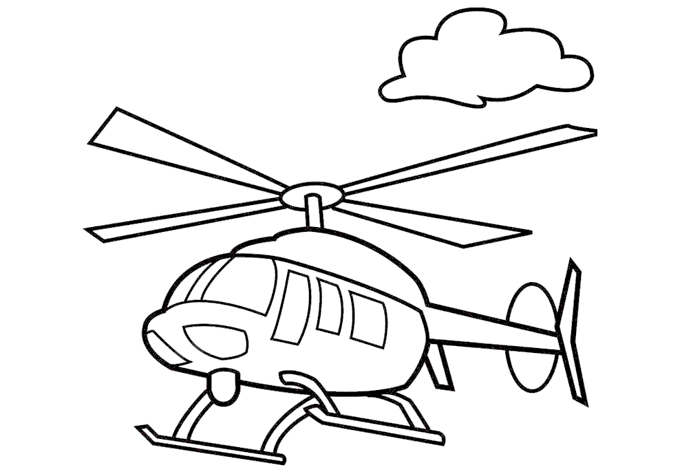 Tranh tô màu máy bay trực thăng đang bay