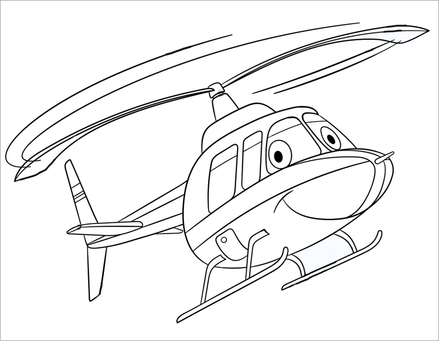 Tranh tô màu máy bay trực thăng dễ thương