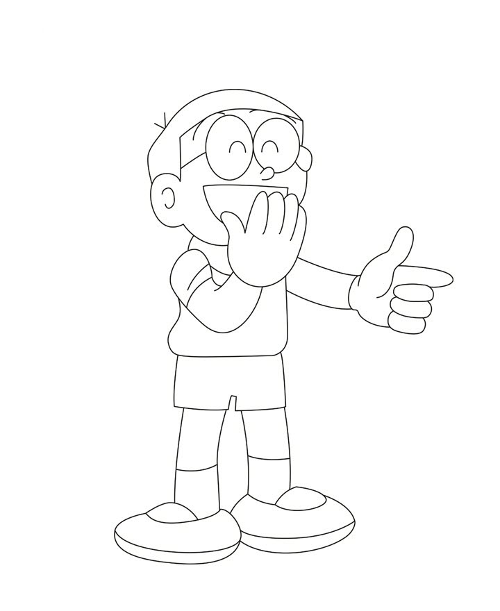 Tranh tô màu Nobita bịt miệng