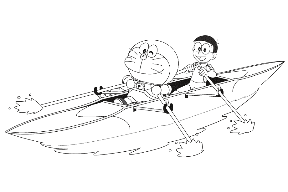 Tranh tô màu thuyền buồm Nobita