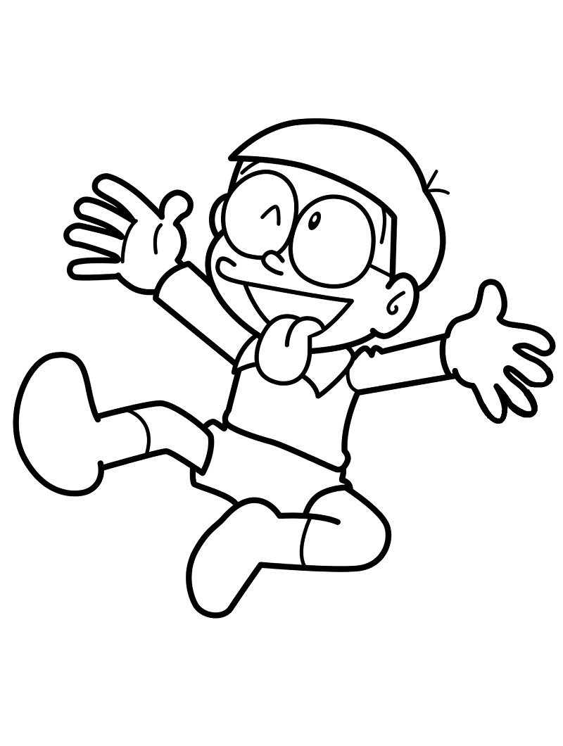 Tranh tô màu Nobita cười