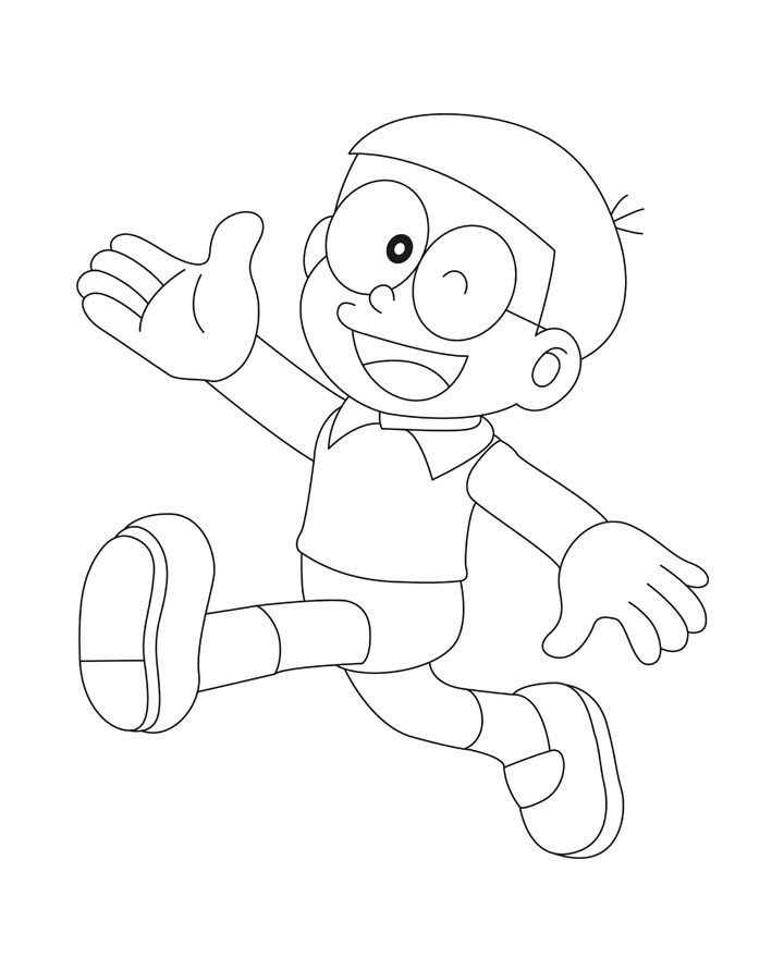 Tranh tô màu Nobita đi bộ
