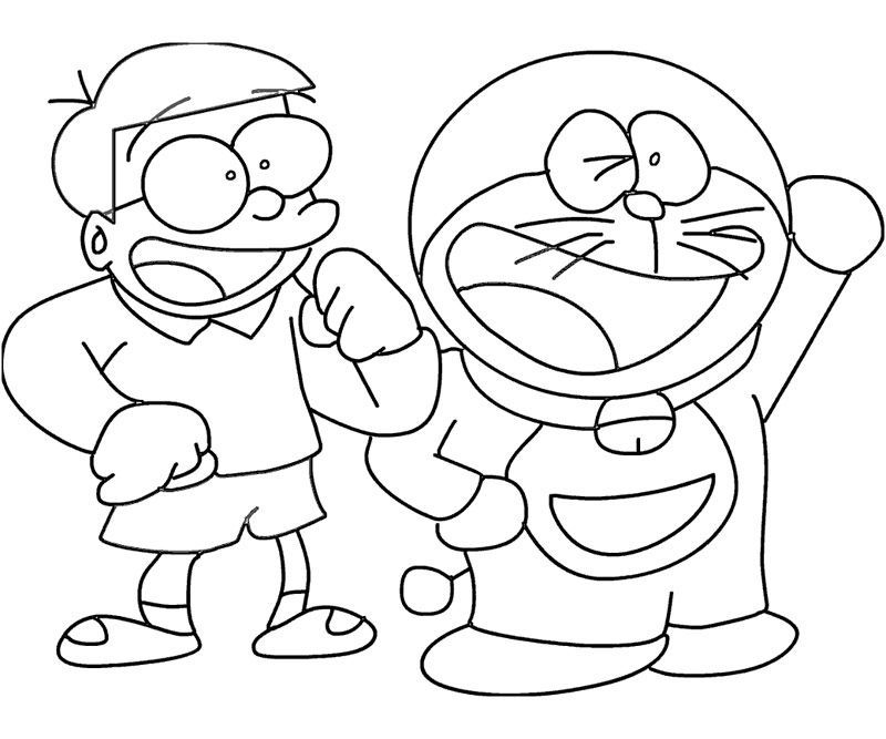 Tranh tô màu Nobita và Doremon hài hước