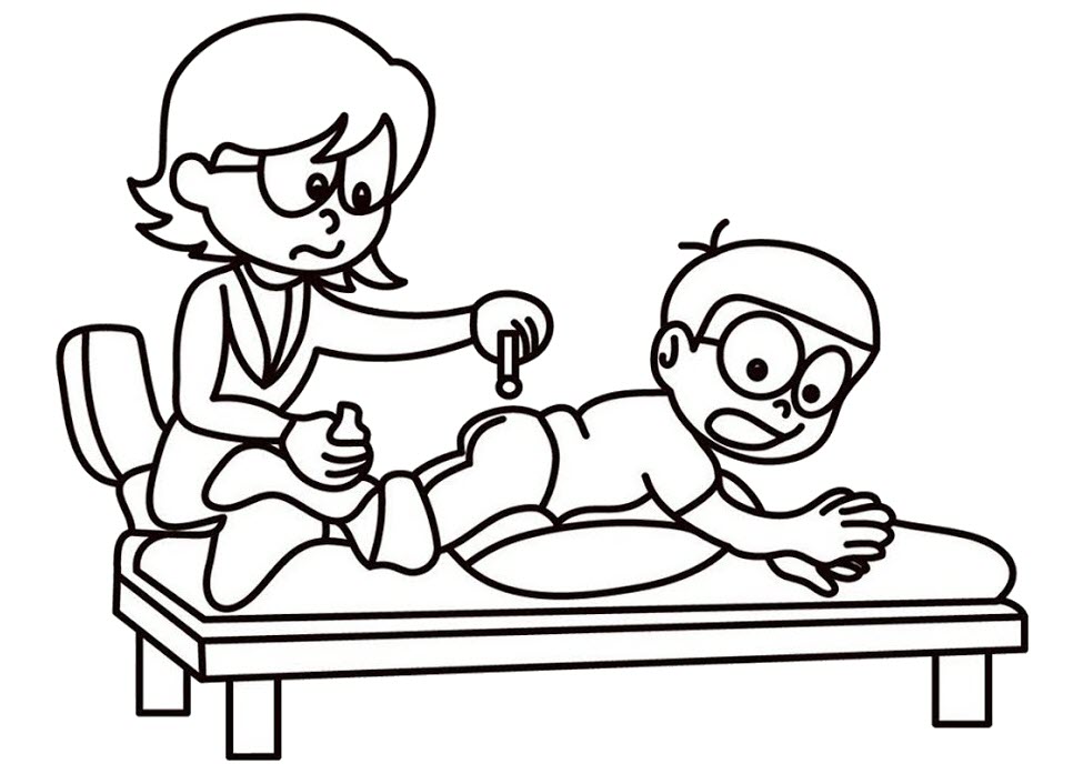 Tranh tô màu Nobita và mẹ