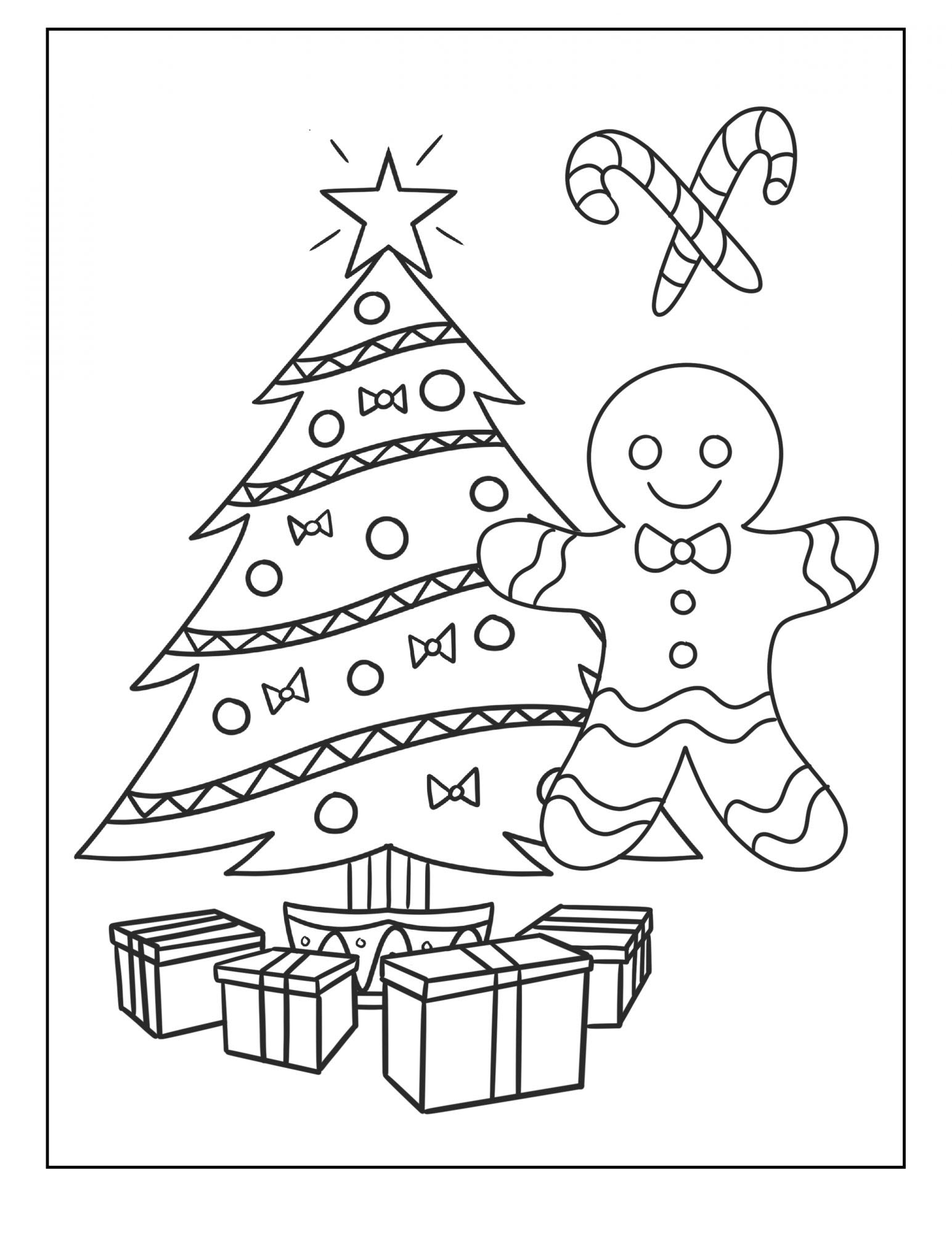 Tranh tô màu cây thông Noel đơn giản cho bé tập tô màu