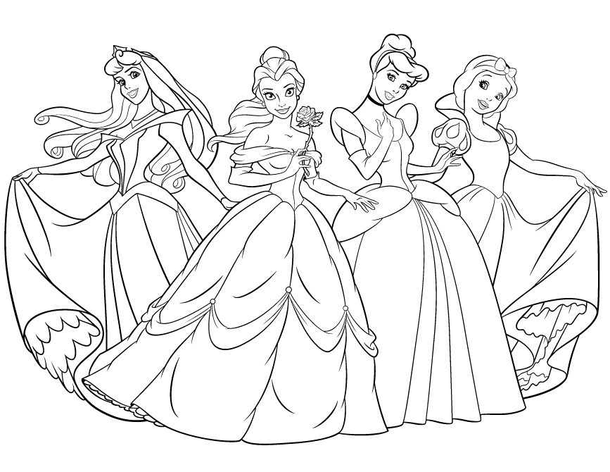 Tranh tô màu công chúa Aurora và các nàng công chúa Disney khác