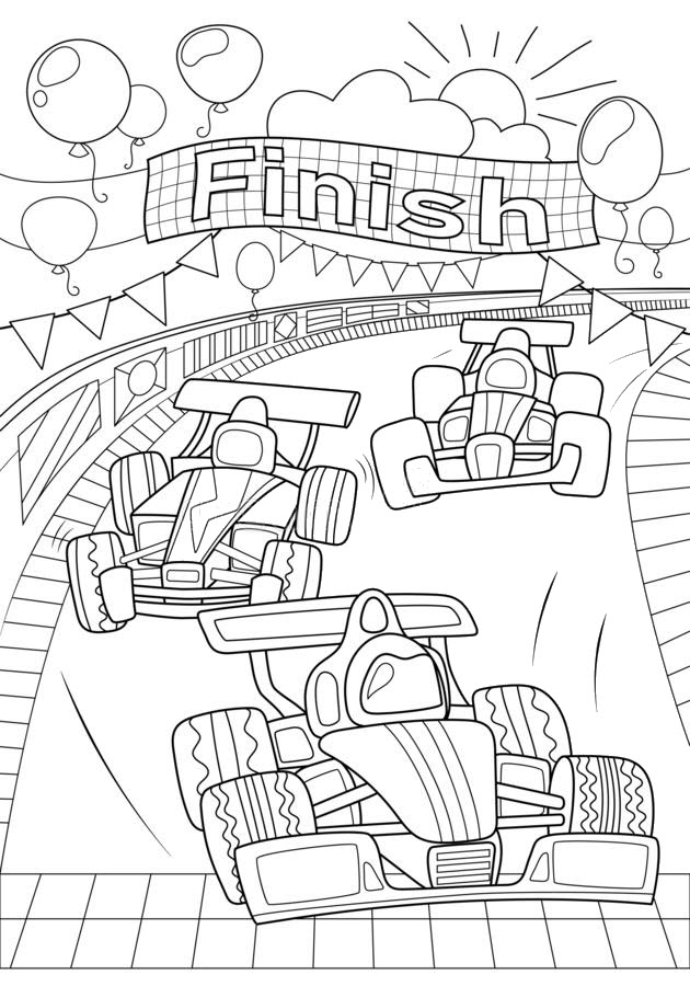 Tranh tô màu hình xe đua F1