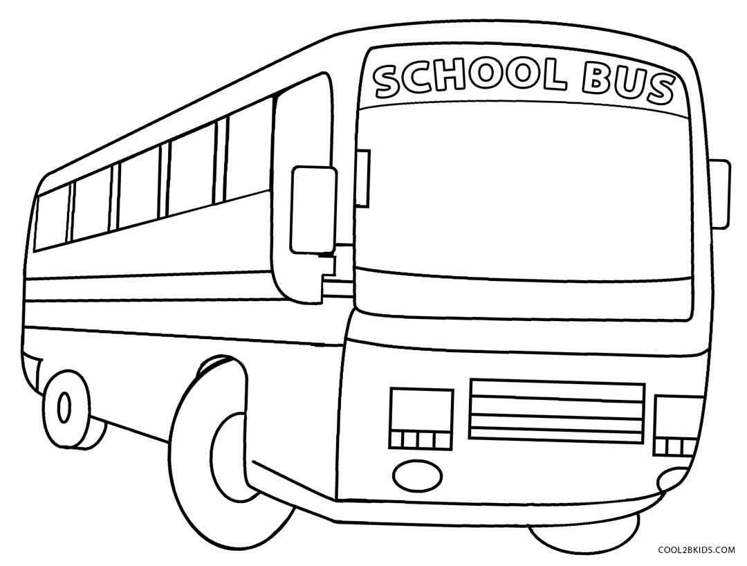 Mẫu tranh tô màu xe buýt của trường
