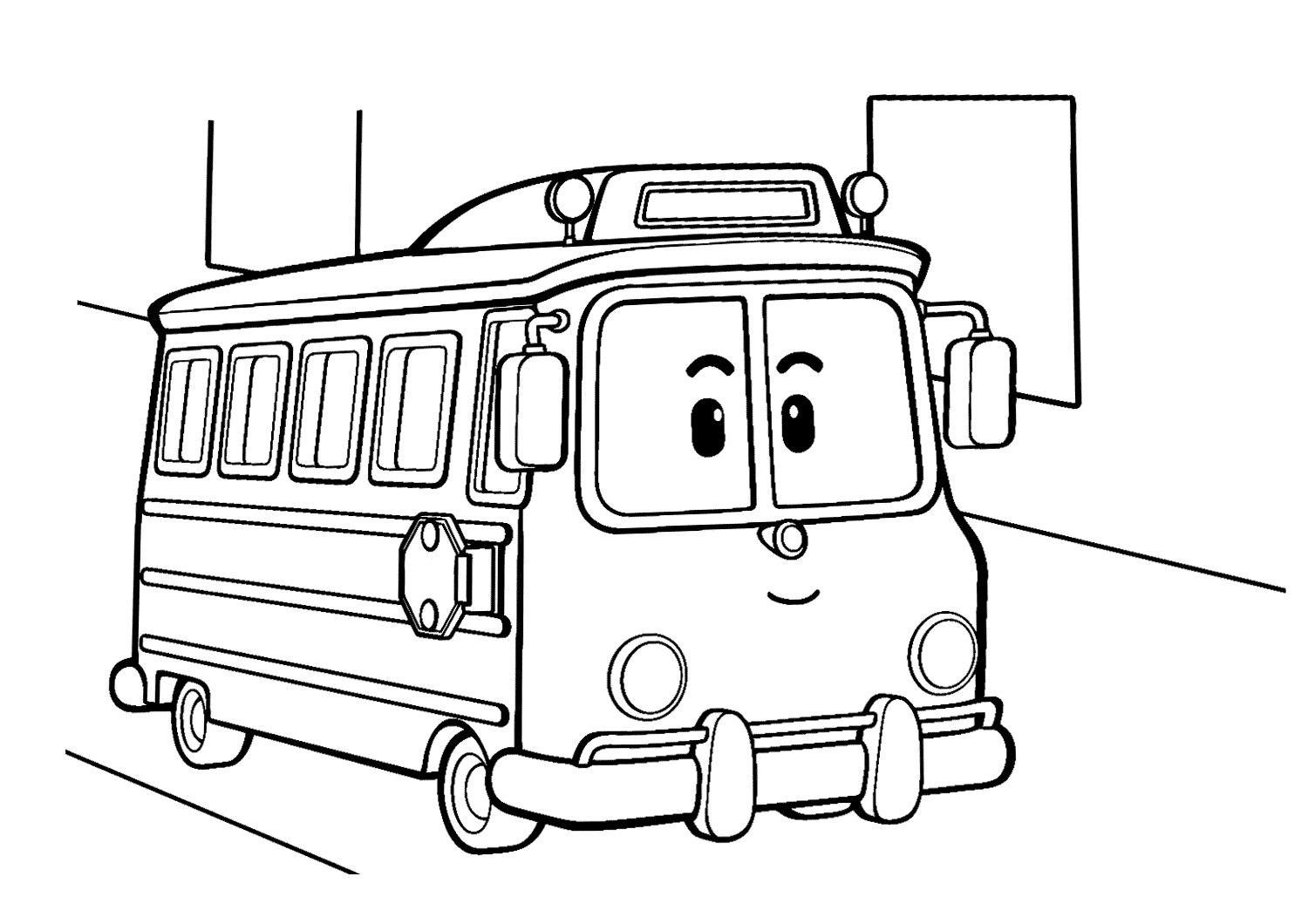 Tranh tô color con xe buýt cute