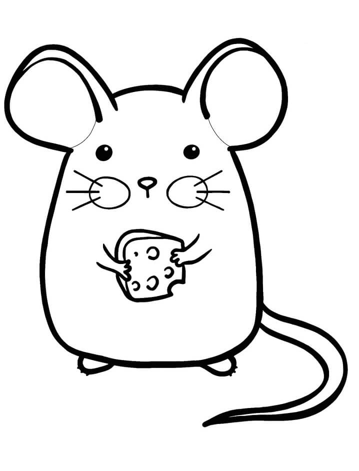Tranh tô color con cái loài chuột dễ thương và đáng yêu bắt miếng phô mai