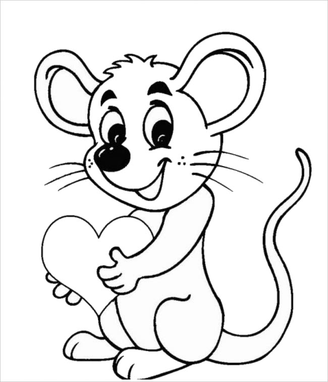 Tranh tô color con cái loài chuột ôm trái ngược tim