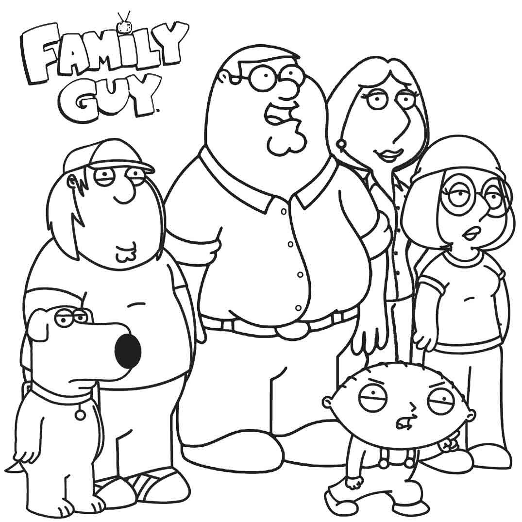 Tranh tô màu gia đình hoạt hình