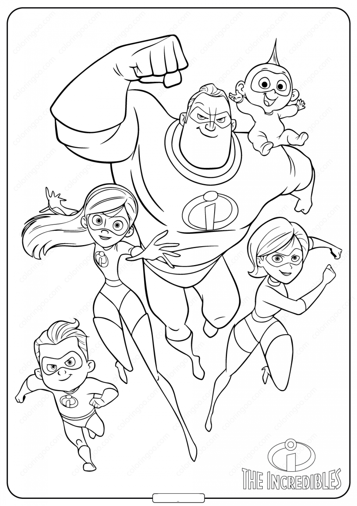 Tranh tô màu gia đình siêu anh hùng