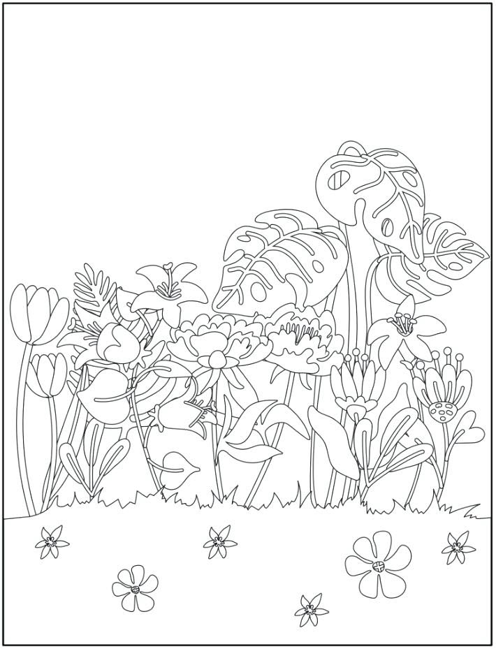 Trang tô màu đầy hoa cho trẻ em