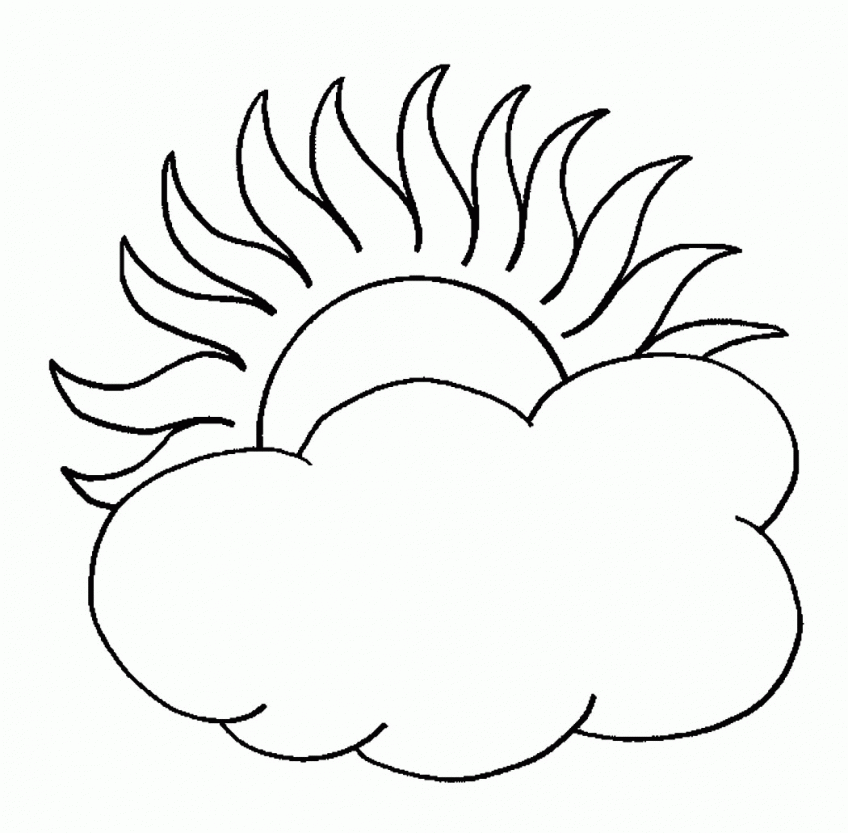 Tranh tô màu mặt trời núp sau đám mây