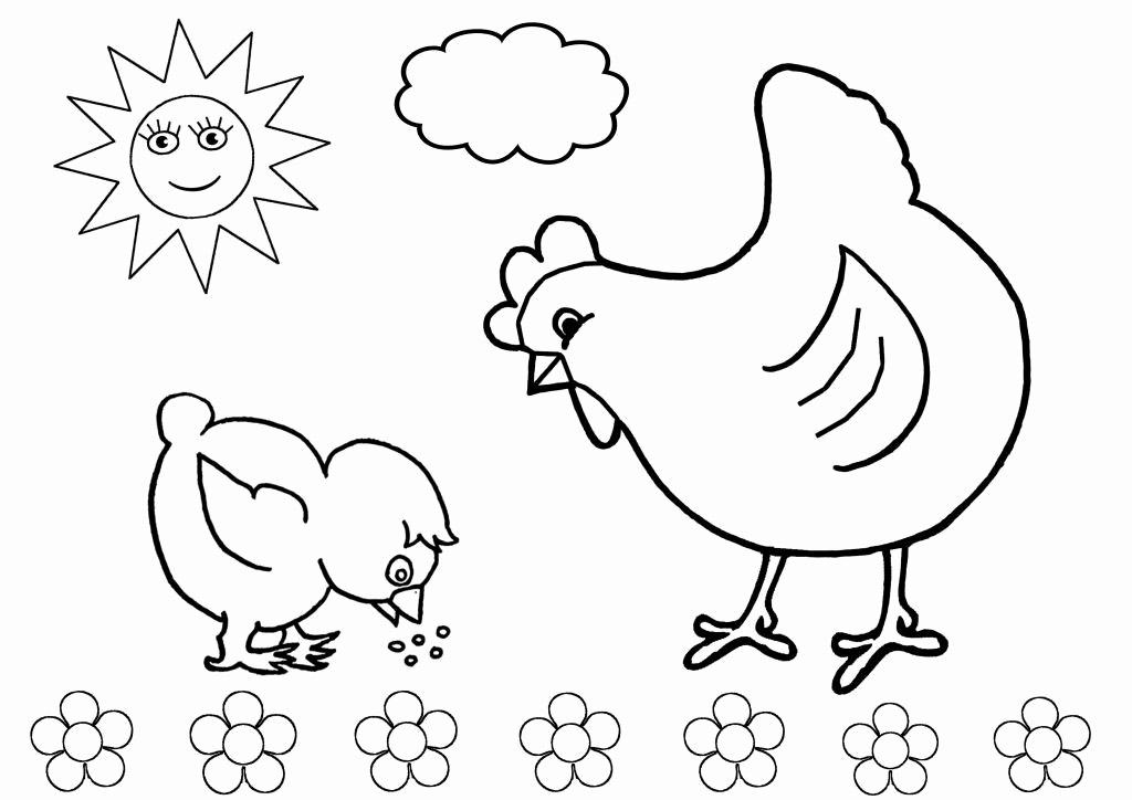 Tranh tô màu mặt trời và đàn gà