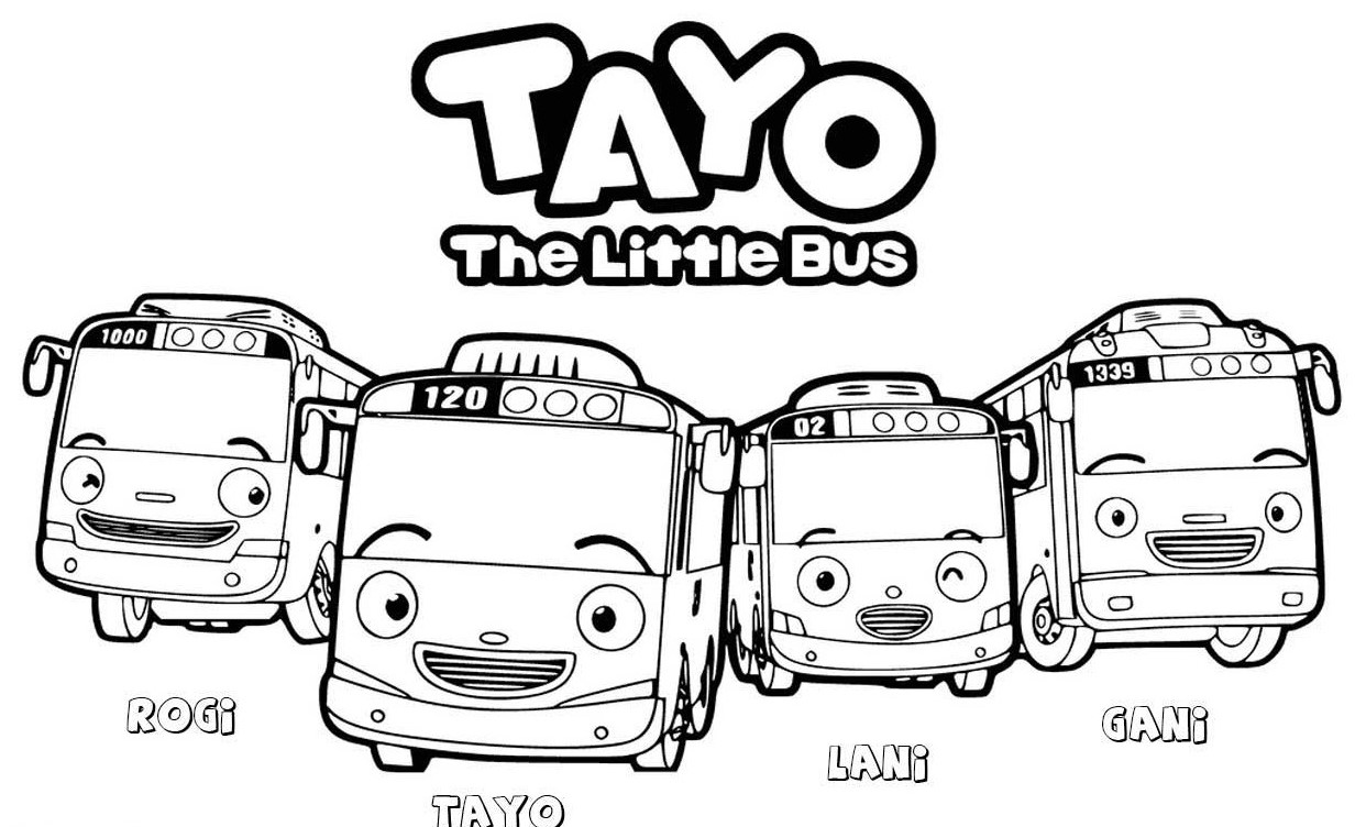 Tranh tô màu những chiếc xe buýt hoạt hình dễ thương
