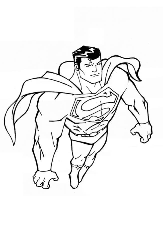 Tranh tô màu siêu nhân Superman bay lên
