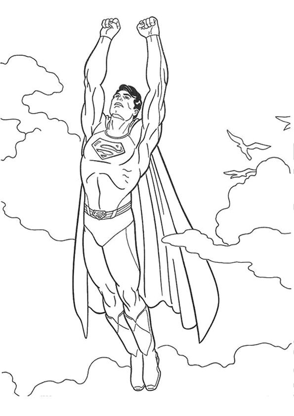 Tranh tô màu siêu nhân Superman bay