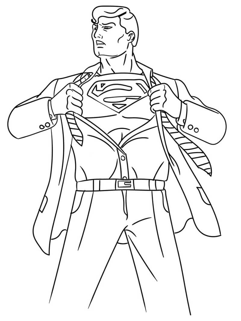 Tranh tô màu siêu nhân Superman chuẩn bị hành động