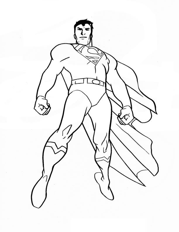 Tranh tô màu siêu nhân Superman đứng giữa không trung