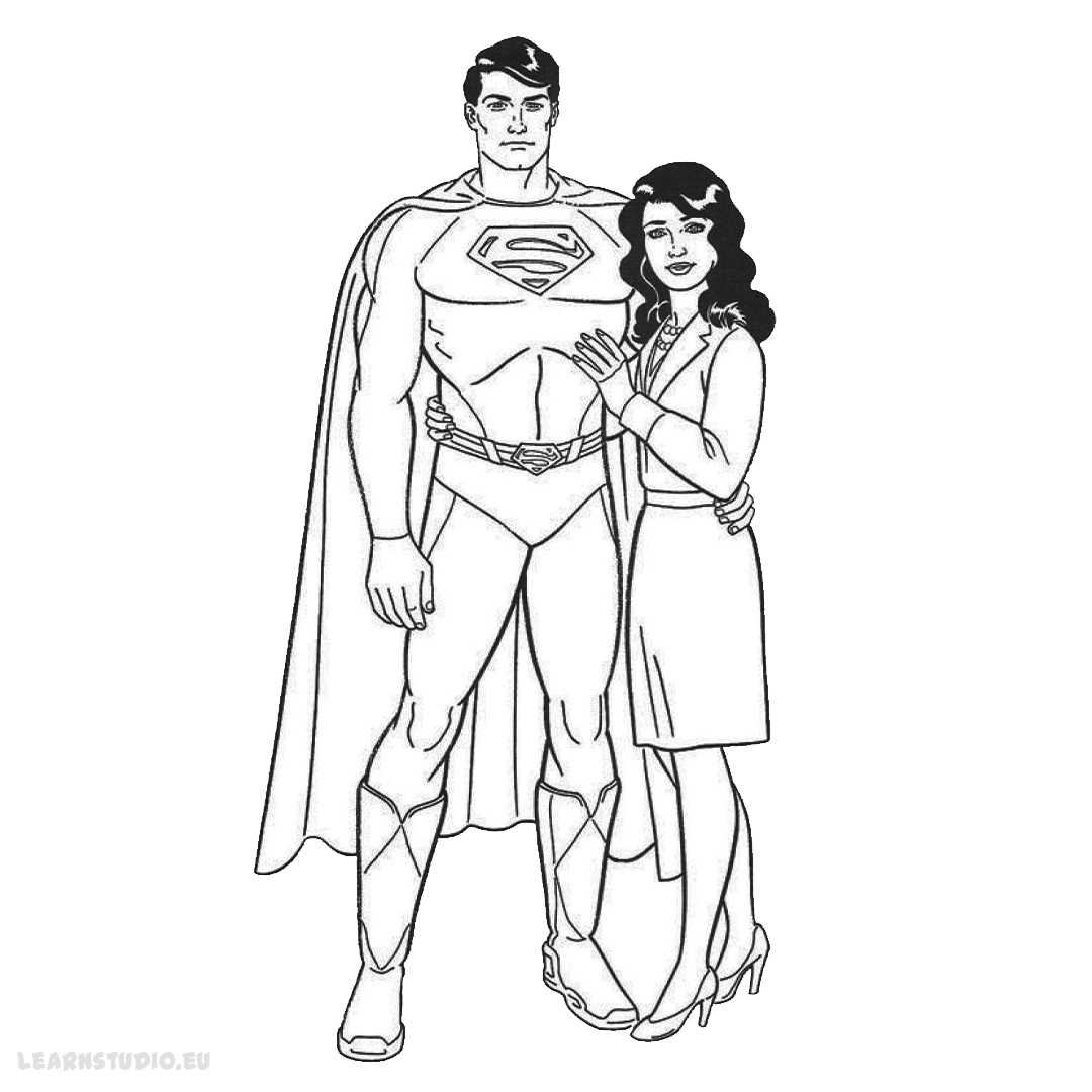 Tranh tô màu siêu nhân Superman hạnh phúc