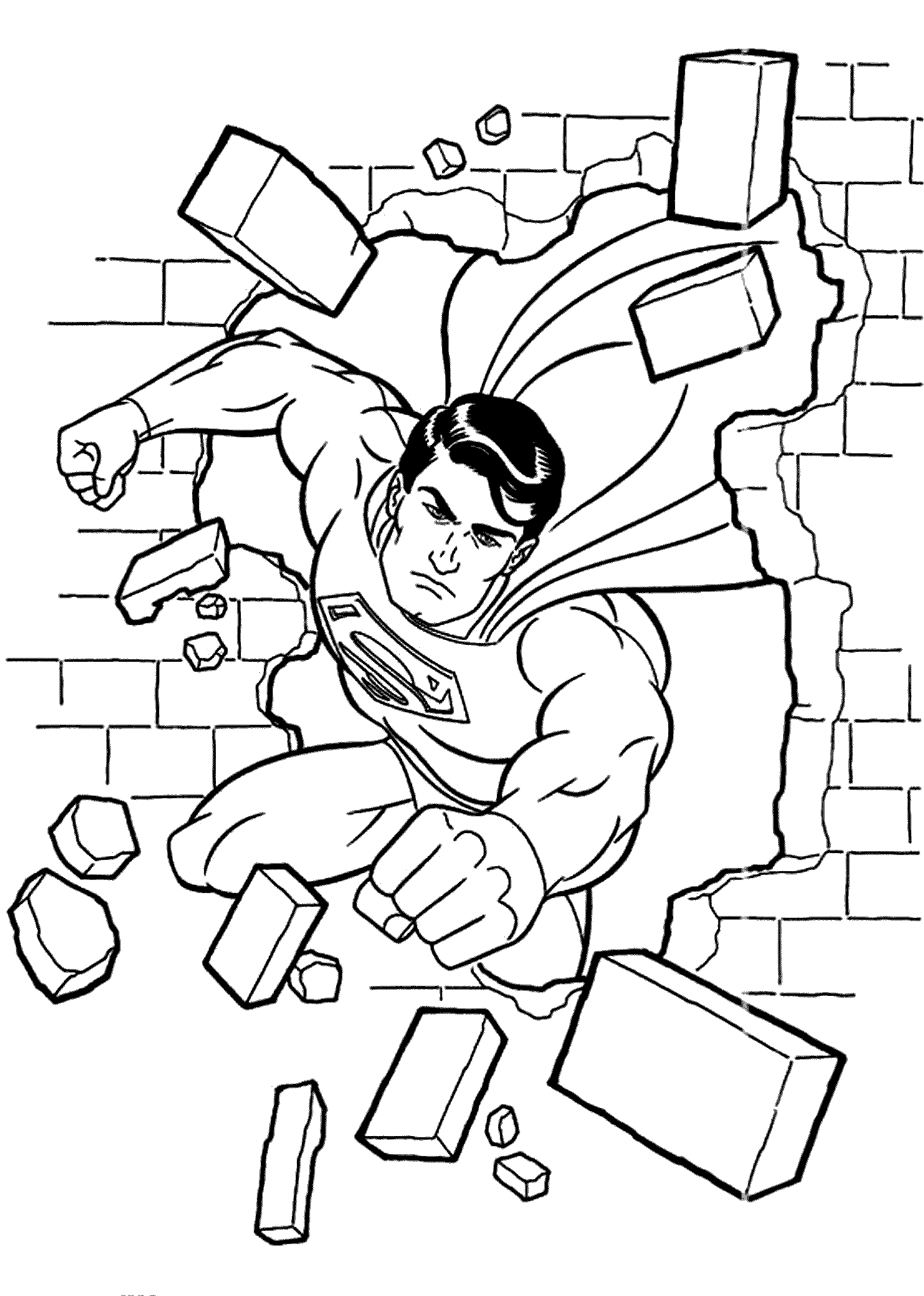 Tranh tô màu siêu nhân Superman phá tường
