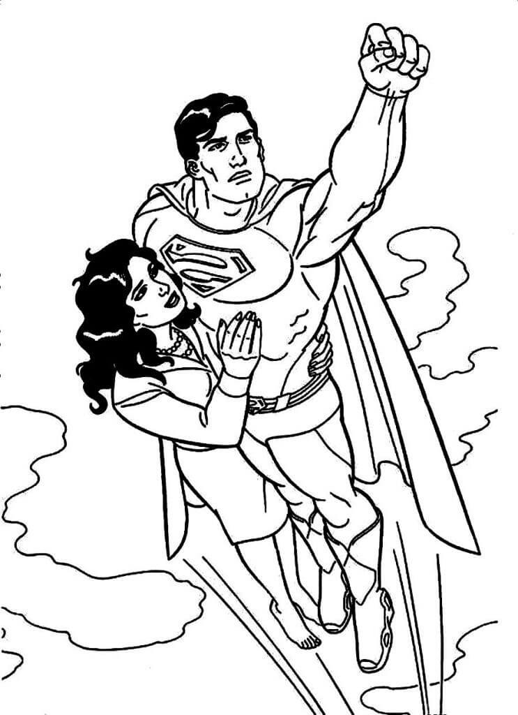 Tranh tô màu siêu nhân Superman và Lois Lane