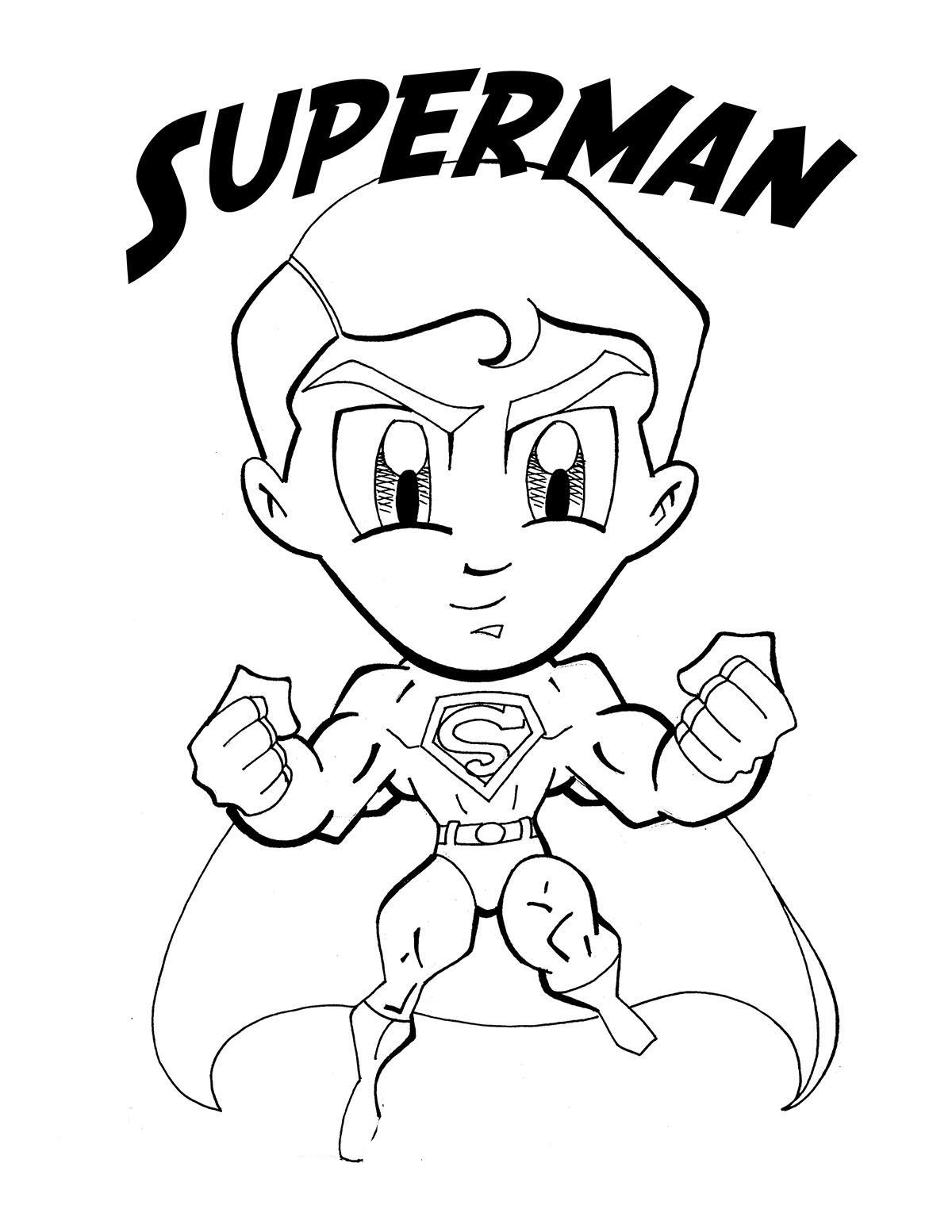 Tranh tô màu Superman hoạt hình