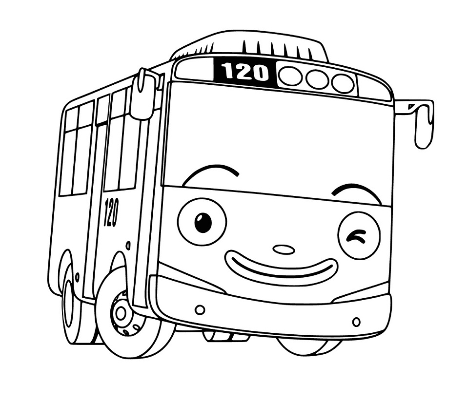 Tranh tô màu xe bus hoạt hình