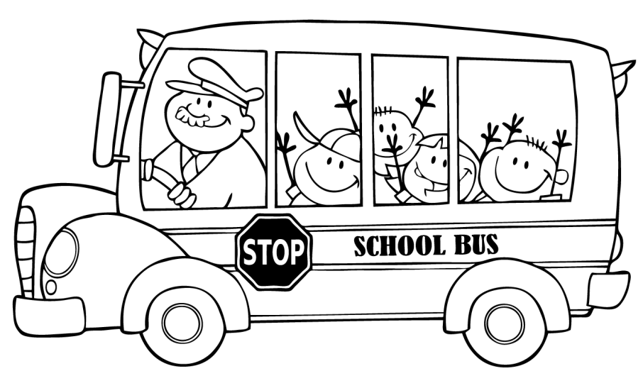 Tranh tô màu xe buýt trường học
