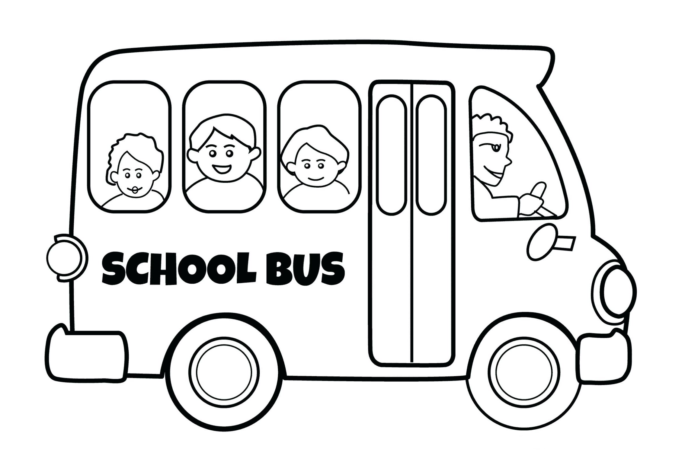 Tranh tô màu xe buýt và các bé