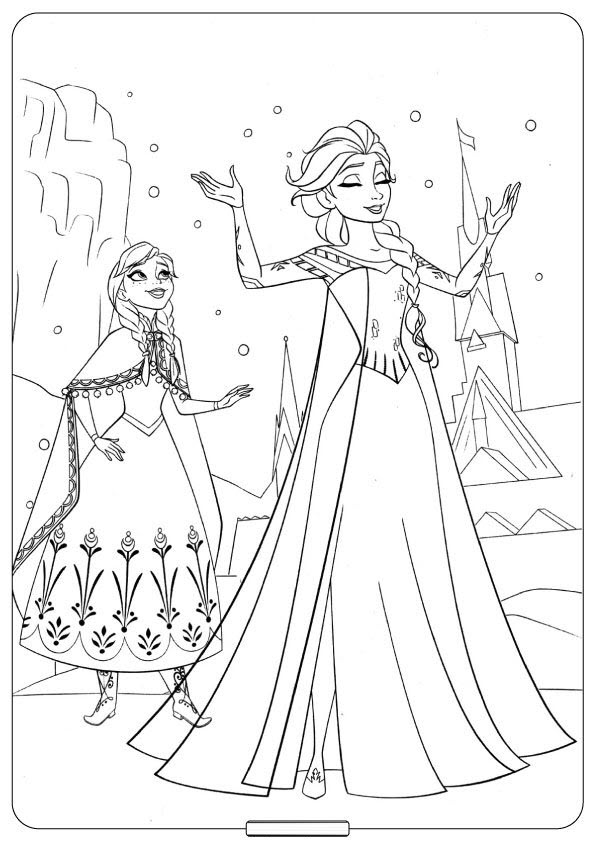 Mẫu tranh tô màu cho công chúa Elsa và Anna