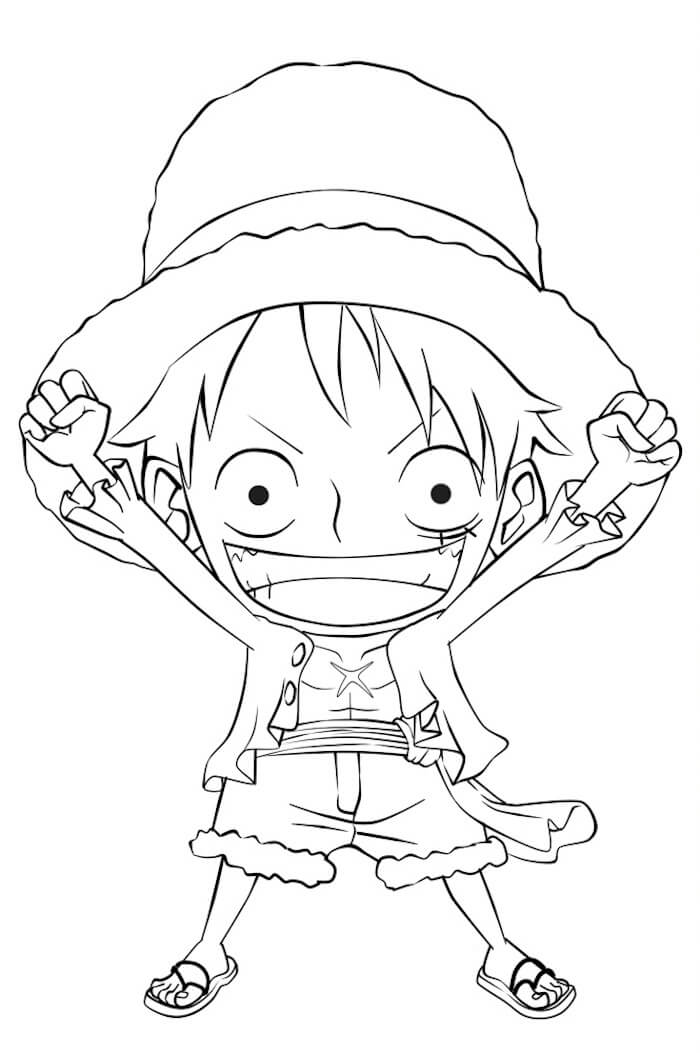Tranh tô màu anime Luffy vui vẻ