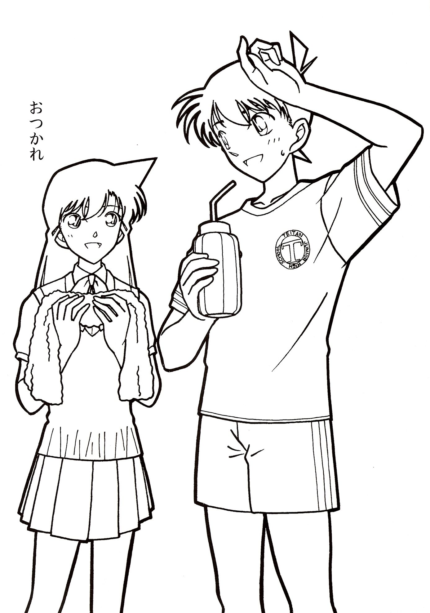 Tranh tô màu anime Shinichi và Ran