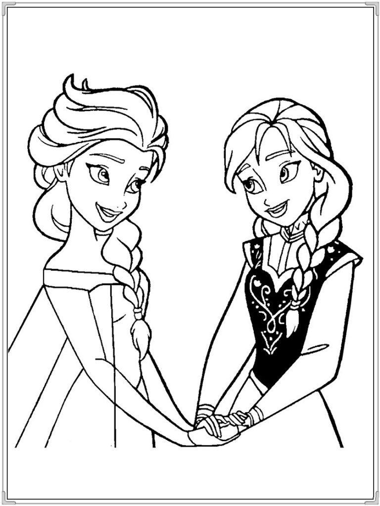Tranh tô màu chân dung công chúa Elsa và Anna