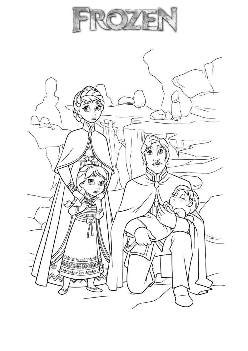 Tranh tô màu công chúa Elsa, Anna và gia đình