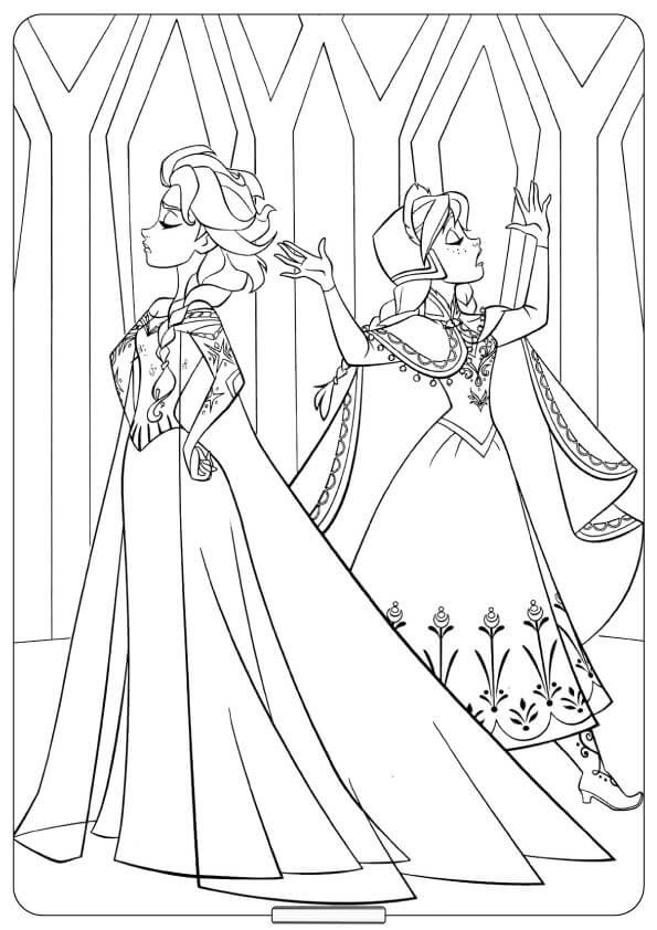 Tranh tô màu công chúa Elsa và Anna giận dỗi