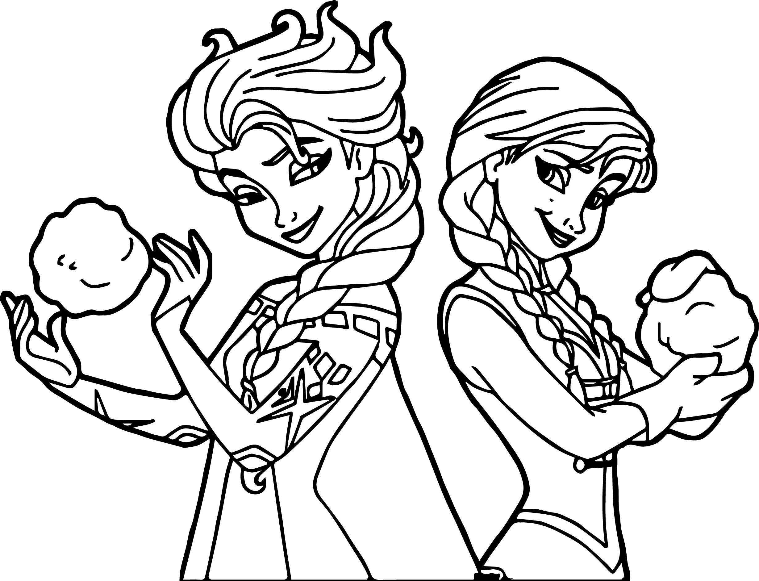 Tranh tô màu công chúa Elsa và Anna lúc nhỏ cực dễ thương