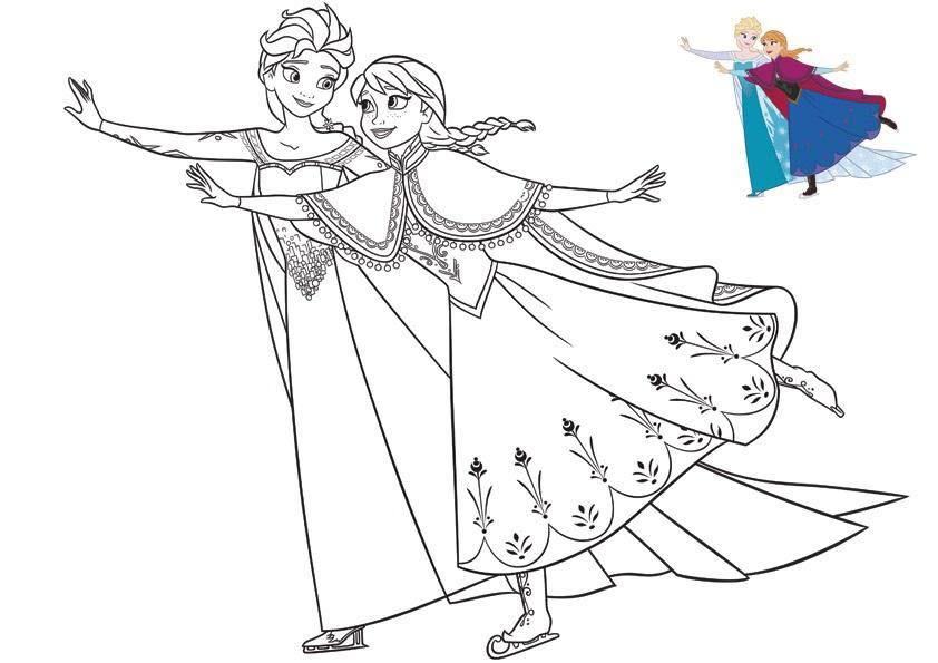 Tranh tô màu công chúa Elsa và Anna tuyệt đẹp