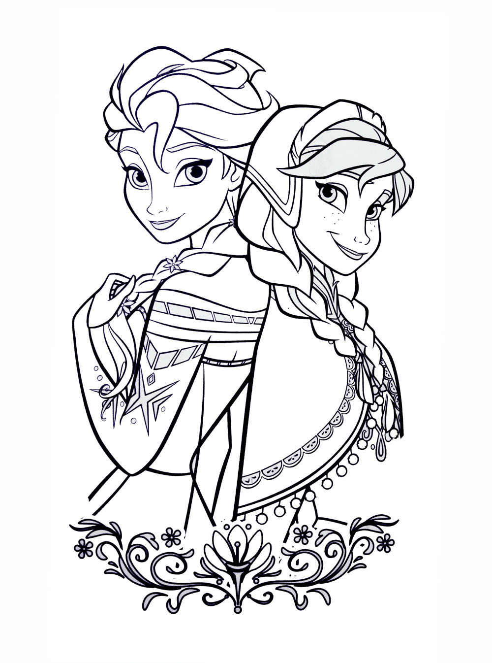 Tranh tô màu Elsa và Anna lúc nhỏ