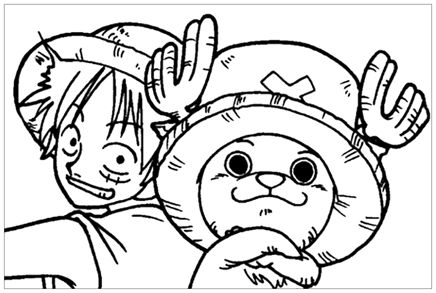 Tranh tô màu One Piece Luffy và chú nai