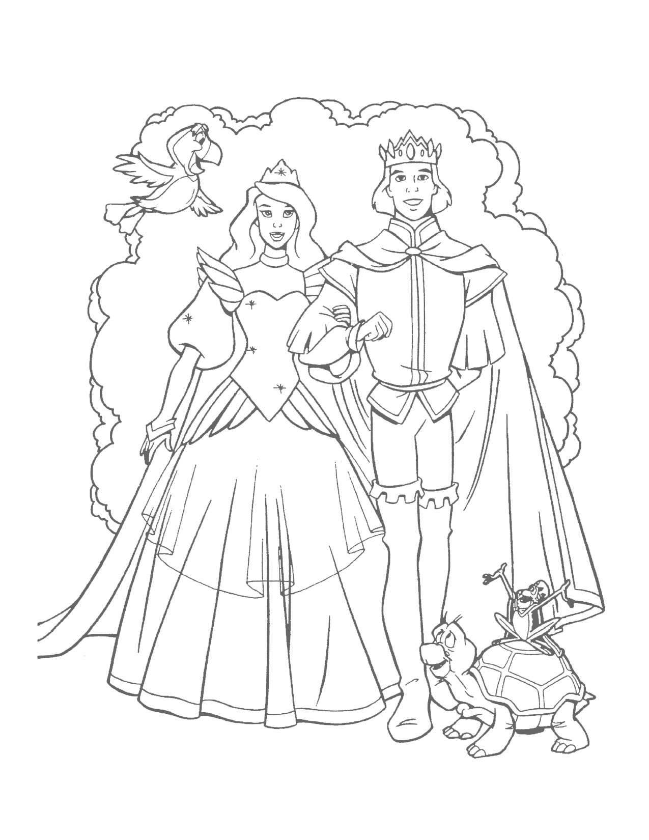 Hình tô màu công chúa và hoàng tử