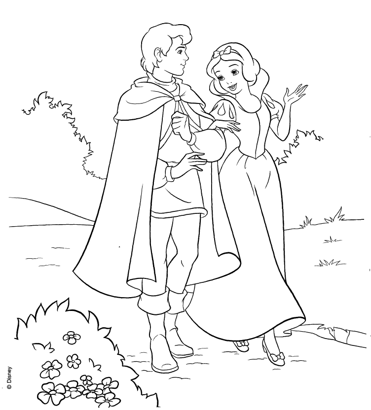 Tranh công chúa Bạch tuyết và hoàng tử tô màu