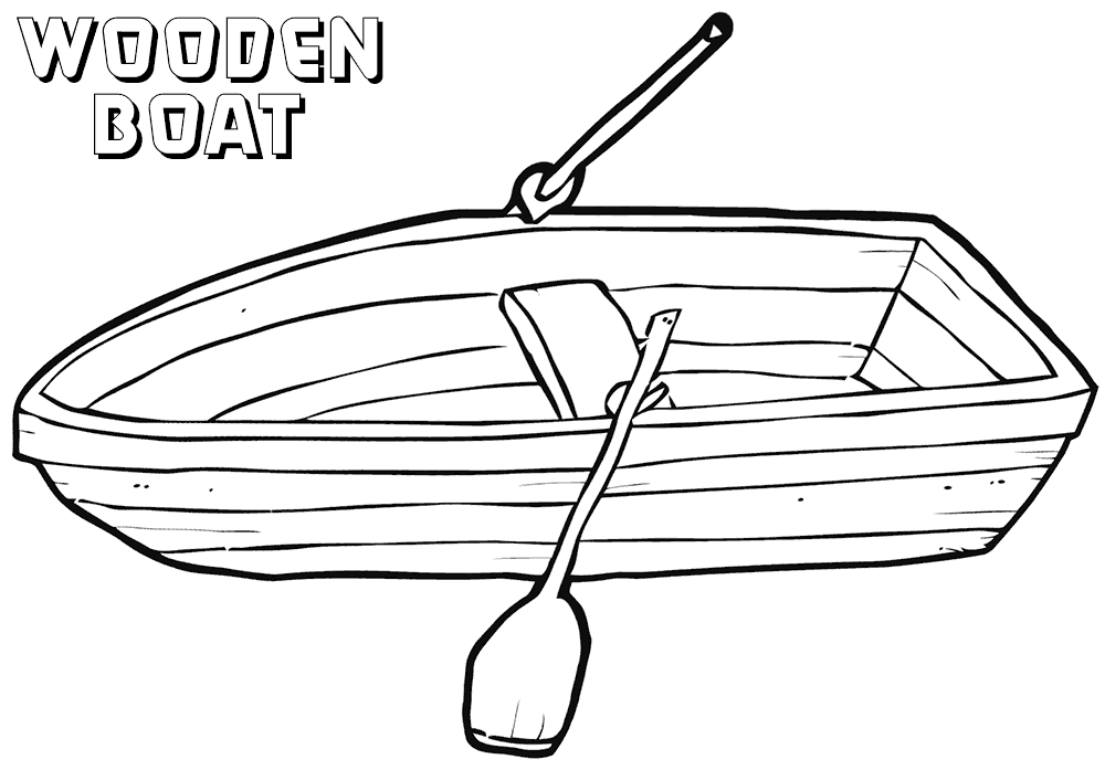 Tranh tô màu chiếc thuyền gỗ