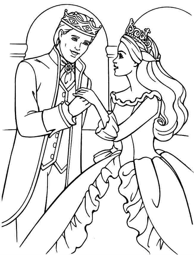 Tranh tô màu cho bé hình công chúa và hoàng tử
