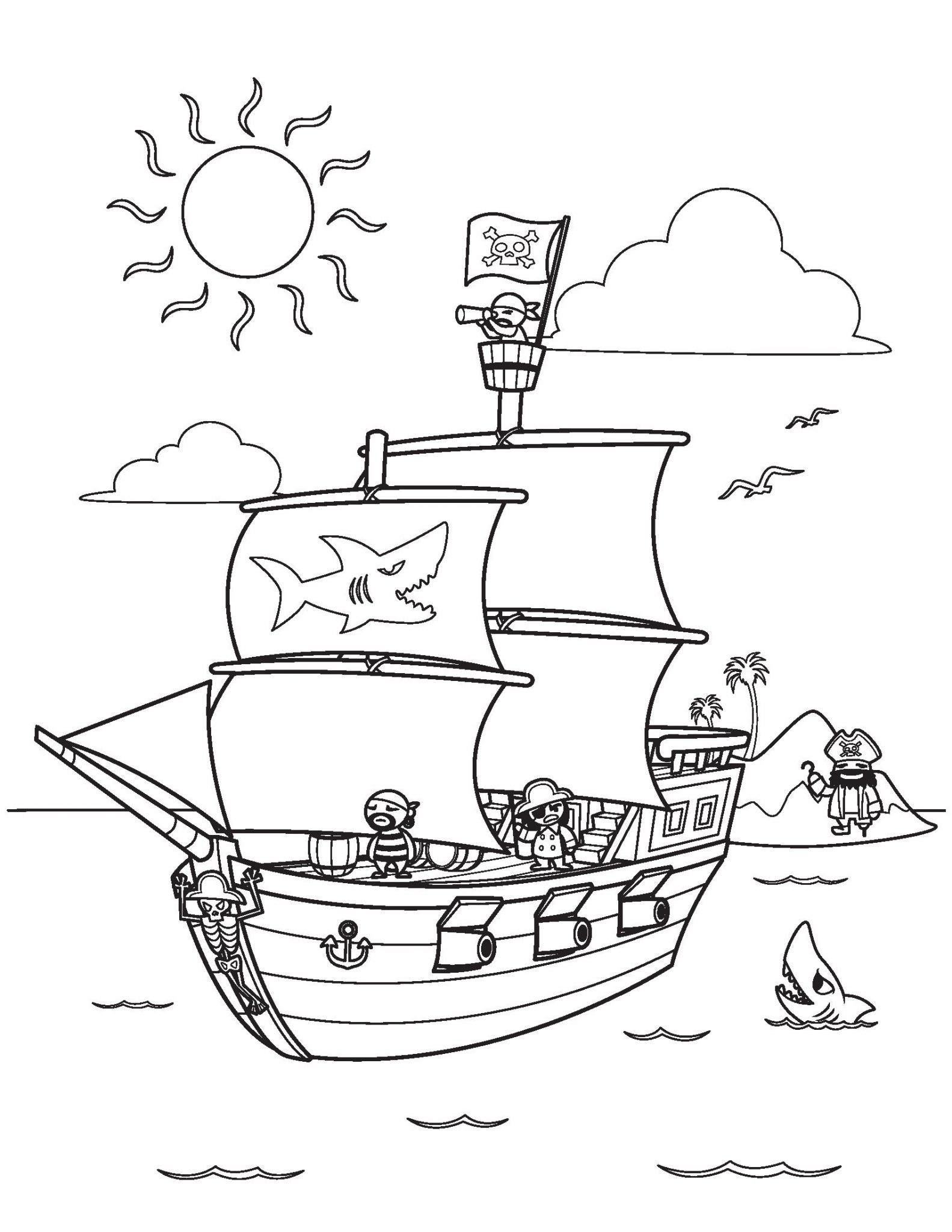 Tranh tô màu con thuyền cướp biển