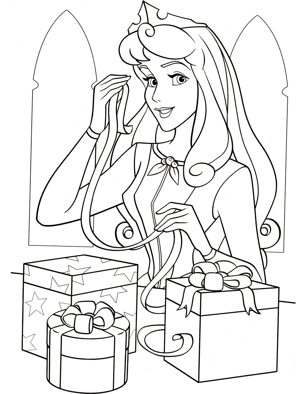 Tranh tô màu công chúa Aurora mở hộp quà
