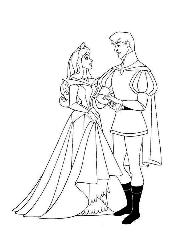 Tranh tô màu công chúa Aurora và hoàng tử Phillip