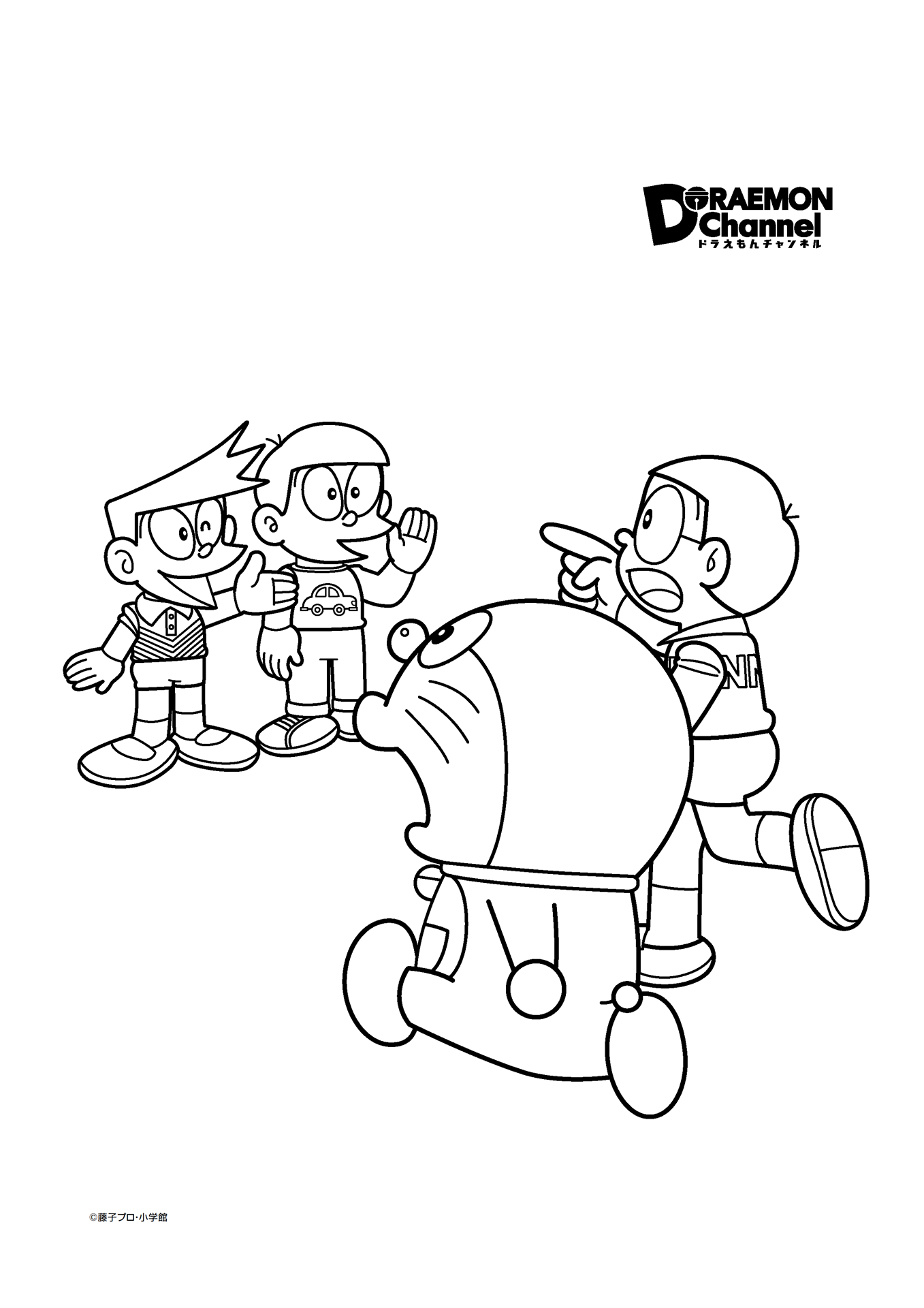 Tranh tô màu Doremon, Nobita gặp Chaien và Xeko lúc nhỏ